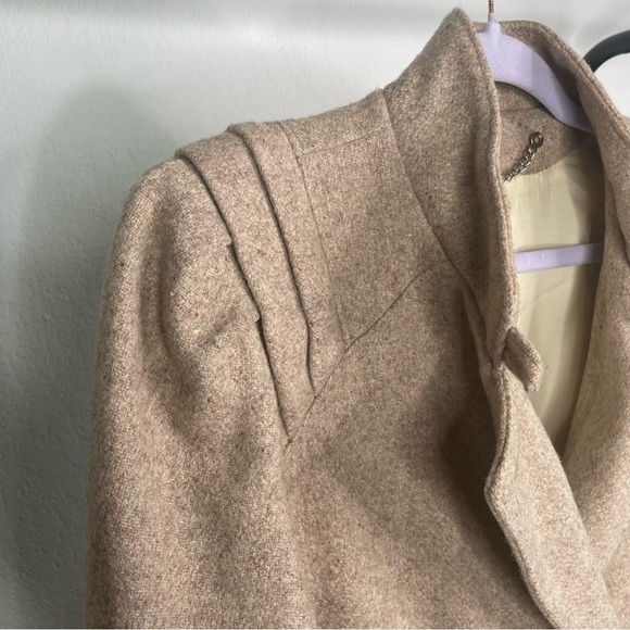 VINTAGE Wool Blend Double Breasted Beige Coat - Picture 5 of 14